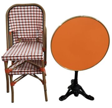 Ensemble Table Bistrot RIVALDI/AMSTERDAM & Chaises Rotin orange - Mobilier CHR design  - Pack-Bist-Rivaldi-Amsterdam