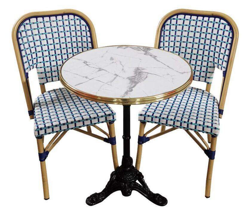 Ensemble de terrasse bistrot extérieur 60cm - Mobilier CHR pour restaurants, bars, cafés Réf : Pack-BIST-CALACATTA-URUGUAY – Image 2