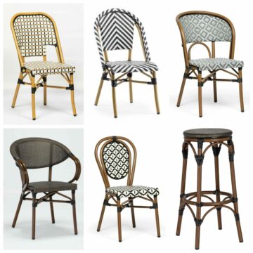 Chaises et tabouret rotin de terrasse personnalisable / Achat groupé pour CHR
