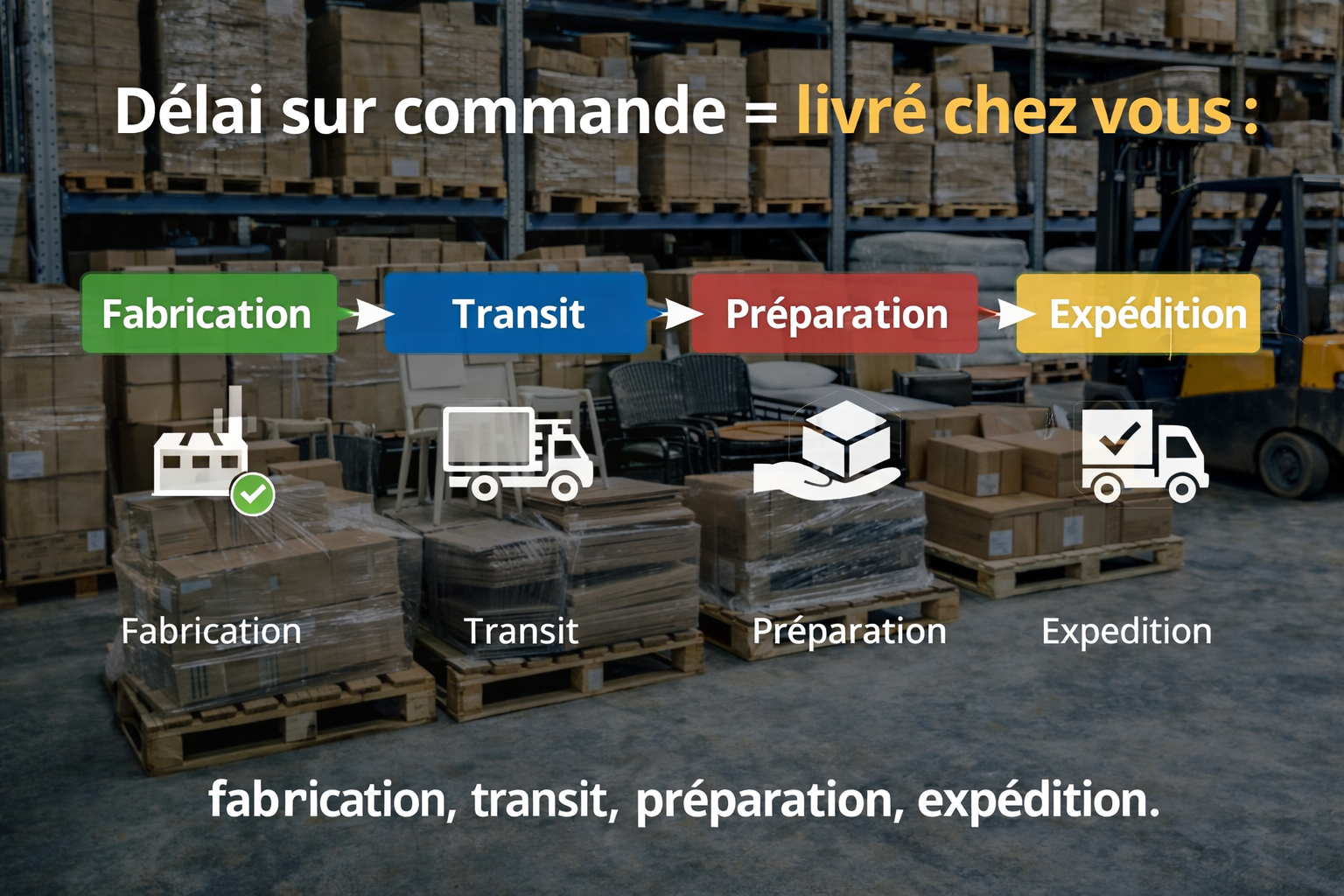 Délai sur commande – fabrication transit préparation expédition