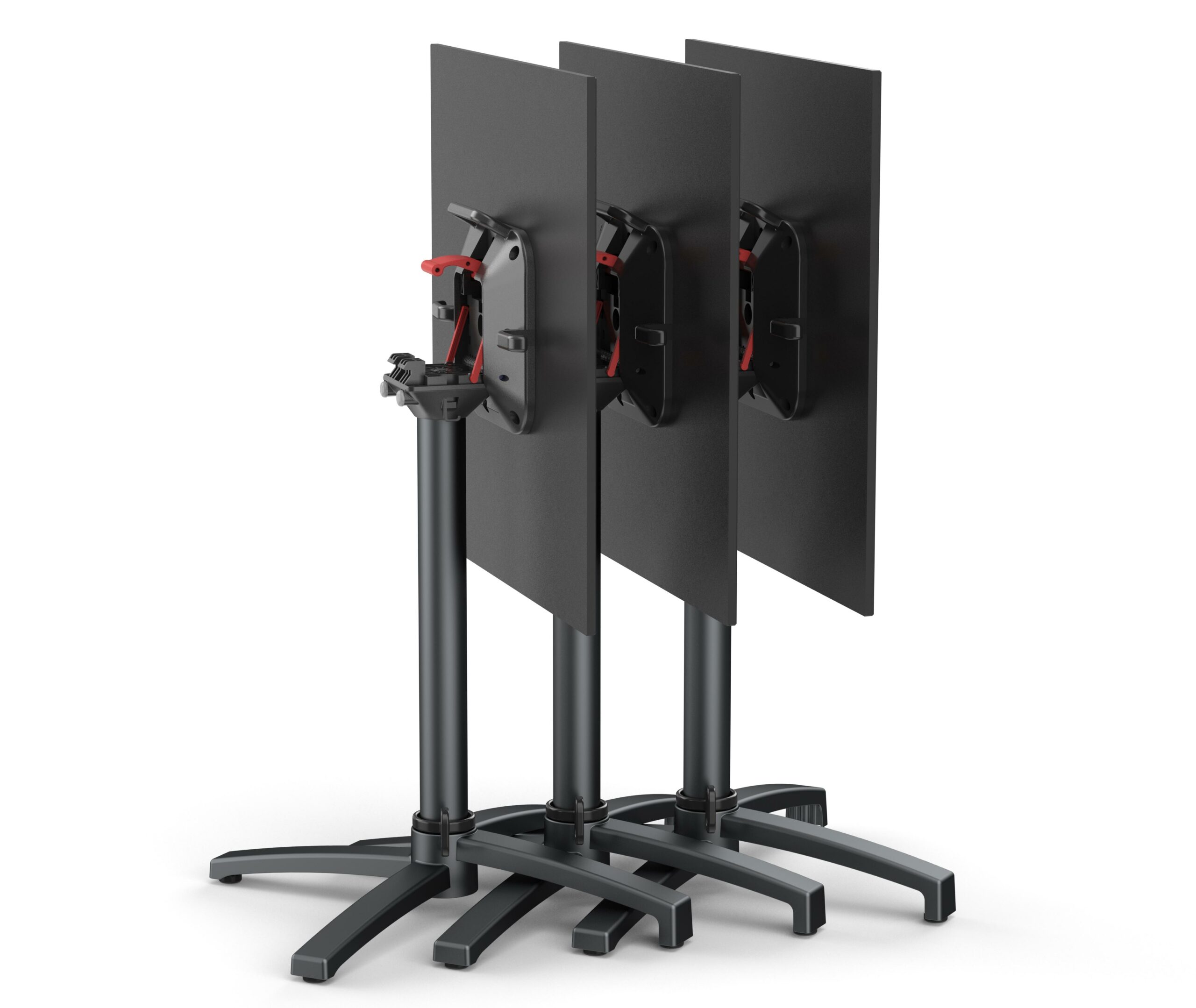 Piètements extérieurs CHR à tête basculante, rangés encastrés pour gagner de la place