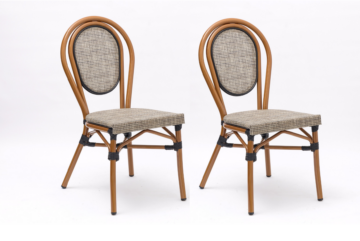 Lot de 2 chaises de terrasse bistrot Riviera Bambou en aluminium imitation bambou