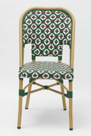 chaise bistrot terrasse italie vert blanc rouge aluminium rotin chr