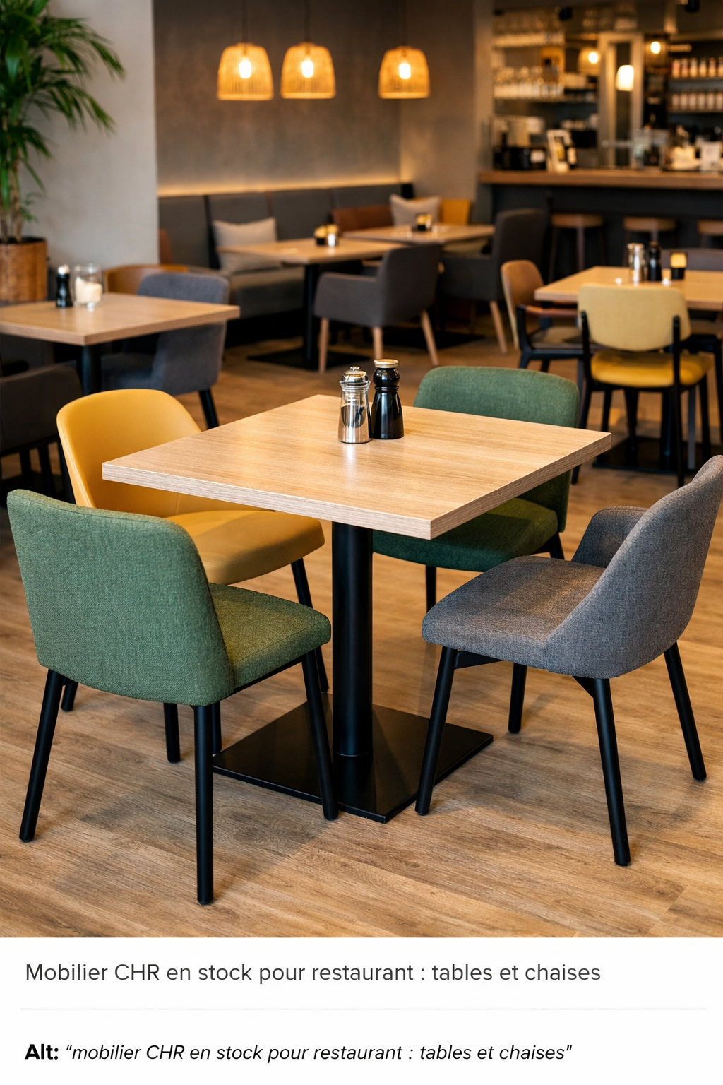 mobilier CHR en stock pour restaurant avec tables et chaises professionnelles