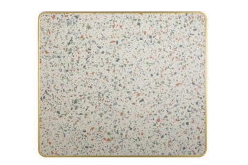 plateau table bistrot extérieur terrazzo blanc 60×70 cm