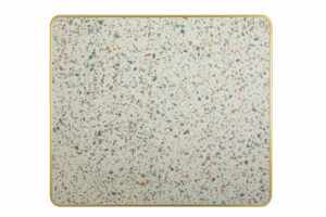 plateau table bistrot extérieur terrazzo blanc 60×70 cm