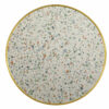 Plateau bistrot CHR terrazzo blanc en stratifié avec cerclage aluminium finition laiton