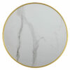 Plateau de table bistrot rond Calacatta blanc cerclé laiton intérieur extérieur