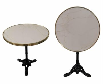 Table bistrot ronde 60 cm marbre beige doré professionnelle