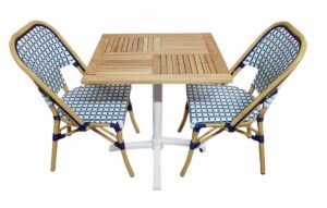 ensemble terrasse professionnel table bois iroko chaises bistrot