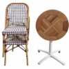 ensemble terrasse professionnel table bois iroko chaises bistrot FRANCE tricolores