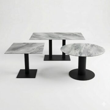 Lot de tables compact HPL de différentes tailles pour CHR