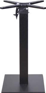 Piètement de table intérieur CUBA noir sablé base carrée 40x40 cm avec tête pivotante aluminium pour restaurant CHR
