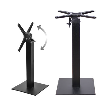 Piètement de table intérieur CUBA noir sablé base carrée 40x40 cm avec tête pivotante aluminium pour restaurant CHR