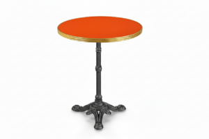 table bistrot Amsterdam Ø60 cm plateau orange cerclé laiton