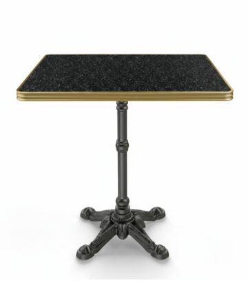 table bistrot Terrazzo noir 60×70 cm pied Paris 4 fonte d’acier