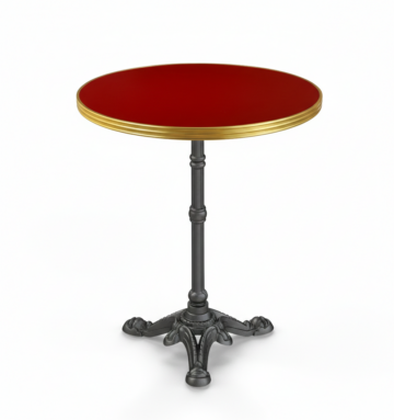 table bistrot Verona Ø60 cm avec plateau stratifié rouge et piètement fonte