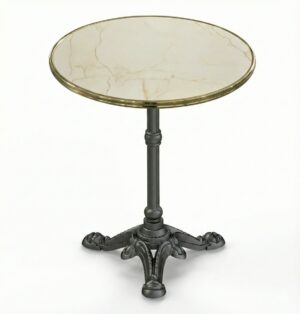 table bistrot extérieur marbre beige 60 cm fonte acier terrasse restaurant