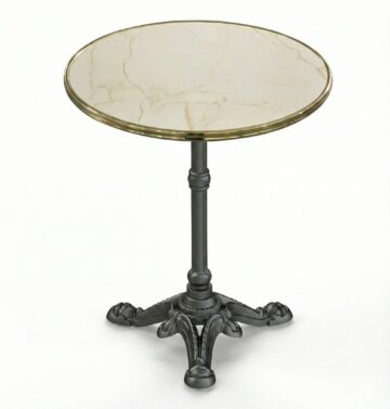 table bistrot extérieur marbre beige 60 cm fonte acier terrasse restaurant