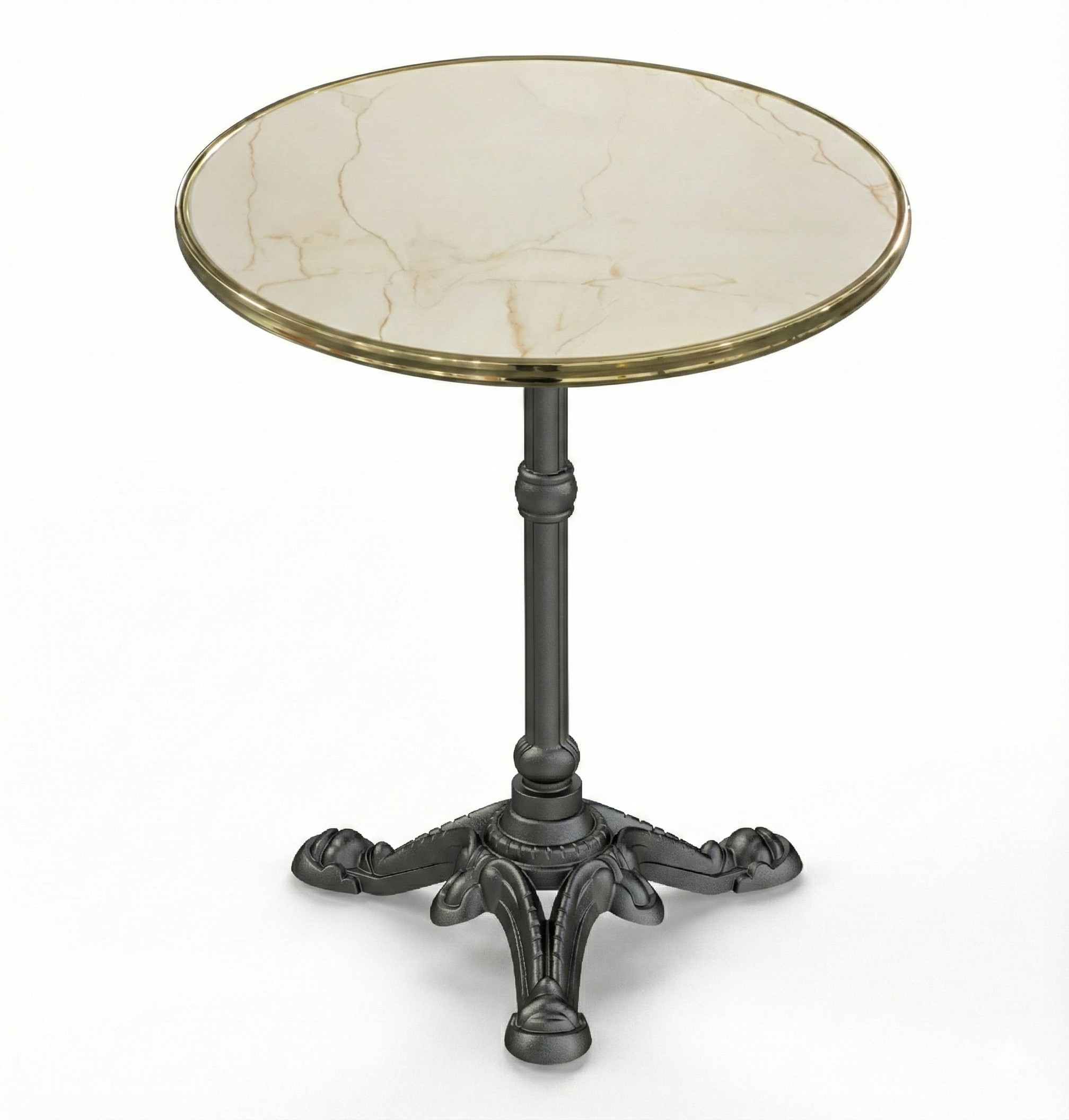 table bistrot extérieur marbre beige 60 cm fonte acier terrasse restaurant