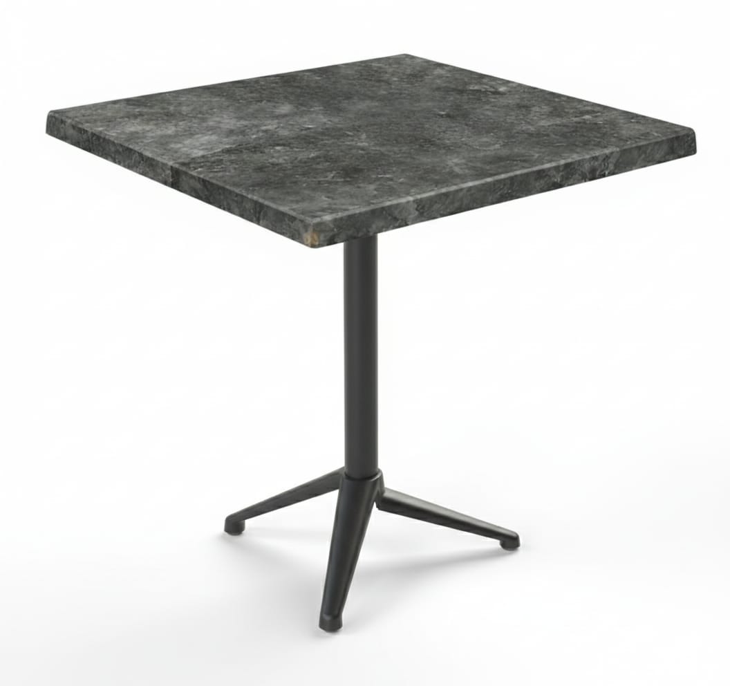 Table extérieure 70x70 plateau décor ardoise avec pied pliant gris MINERA TBL1