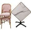 ensemble terrasse bistrot CHR table calacatta et chaises pinky