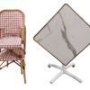 ensemble terrasse bistrot CHR table calacatta et chaises pinky
