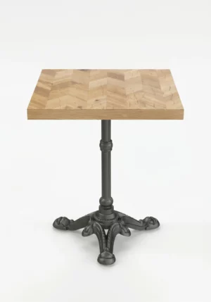 Table bistrot bois chêne chevron 60x60 cm avec pied fonte noir PARIS 3