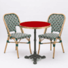 ensemble bistrot Italie 2 chaises vert blanc rouge table rouge 60 cm