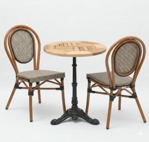 ensemble bistrot terrasse professionnel avec table iroko et 2 chaises Riviera