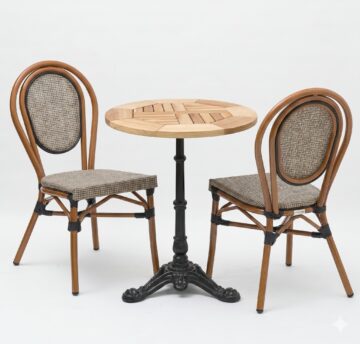 ensemble bistrot terrasse professionnel avec table iroko et 2 chaises Riviera