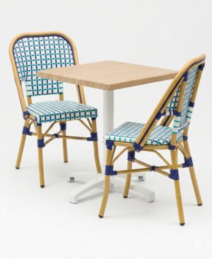 ensemble terrasse restaurant professionnel 70x70 chêne rotin