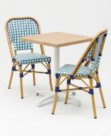 ensemble terrasse restaurant professionnel 70x70 chêne rotin