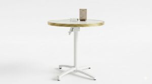 table bistrot blanche terrasse restaurant plateau marbre blanc calacatta pied pliable blanc