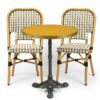 Ensemble bistrot terrasse restaurant jaune avec 2 chaises rotin professionnel BARCELONA