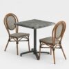 Ensemble terrasse restaurant RIVIERA avec table 70x70 ardoise et 2 chaises bistrot grises