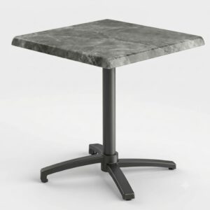 Table terrasse restaurant 70x70 MINERA NEXA plateau ardoise et pied aluminium noir