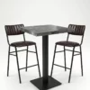 Mange-debout ardoise 70x70 avec pied CUBA BAR et 2 tabourets hauts