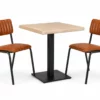 Ensemble restaurant chêne clair 70x70 avec table SILVERA OAK et 2 chaises écolier simili cuir