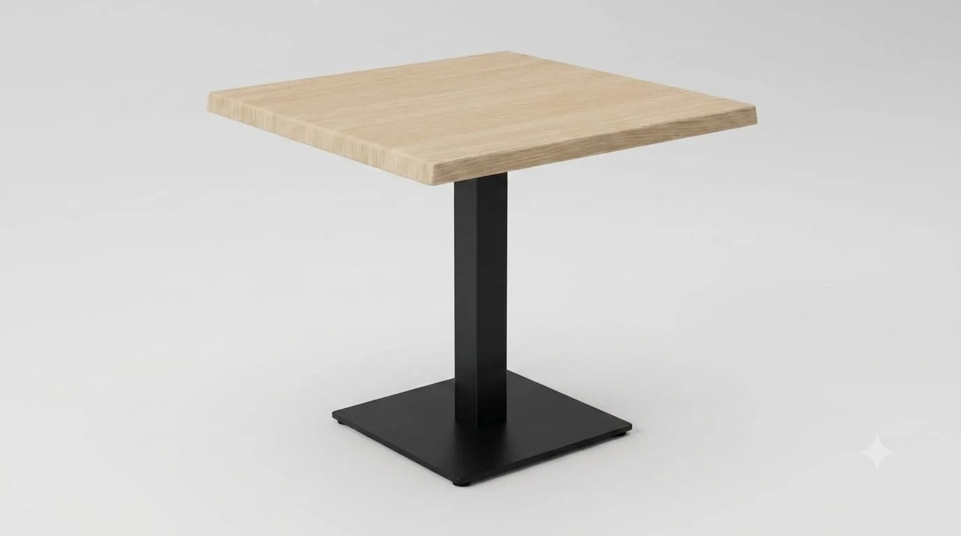 Table restaurant chêne clair 70x70 avec pied CUBA40 noir