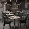Table ronde Calacatta Ø70 cm avec pied AURELIA noir et doré
