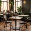 Table restaurant 60x70 Terrazzo blanc AURELIA en situation